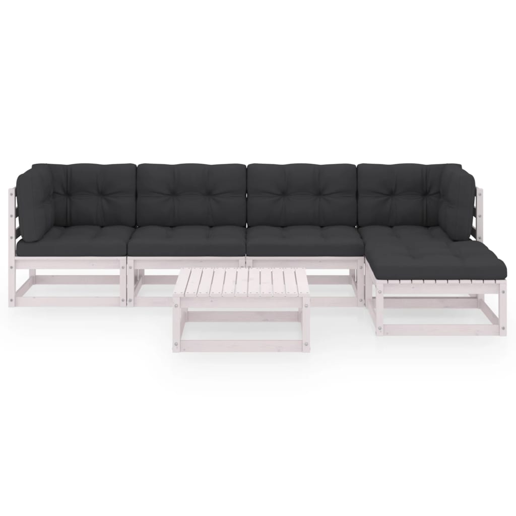 vidaXL 6-delige Loungeset met kussens massief grenenhout afbeelding