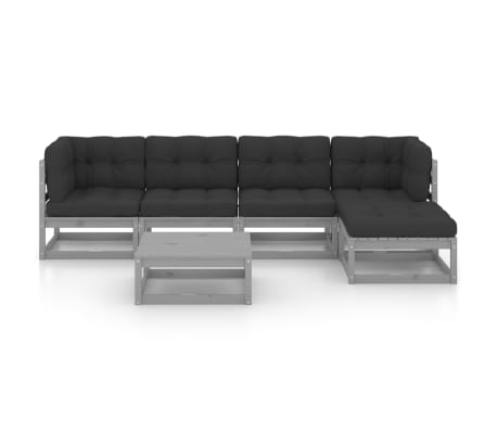 vidaXL Sodo komplektas su pagalvėlėmis, 6 dalių, pu&scaron;ies masyvas