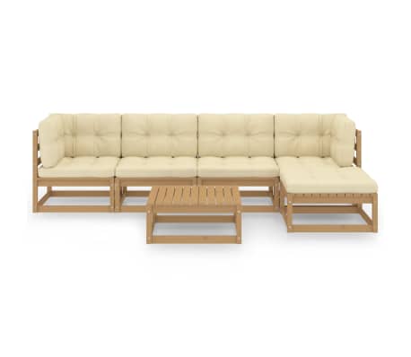 vidaXL Sodo komplektas su pagalvėlėmis, 6 dalių, pu&scaron;ies masyvas