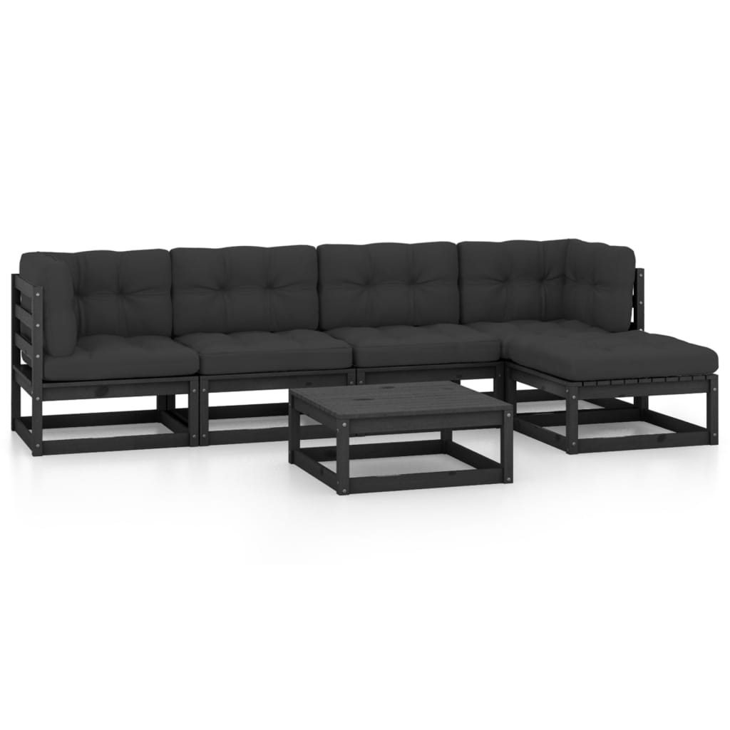 vidaXL 6-delige Loungeset met kussens massief grenenhout afbeelding