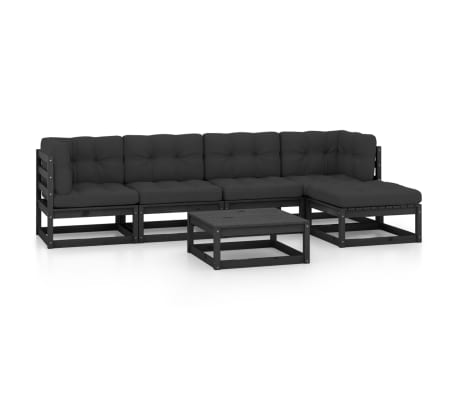 vidaXL 6-delige Loungeset met kussens massief grenenhout