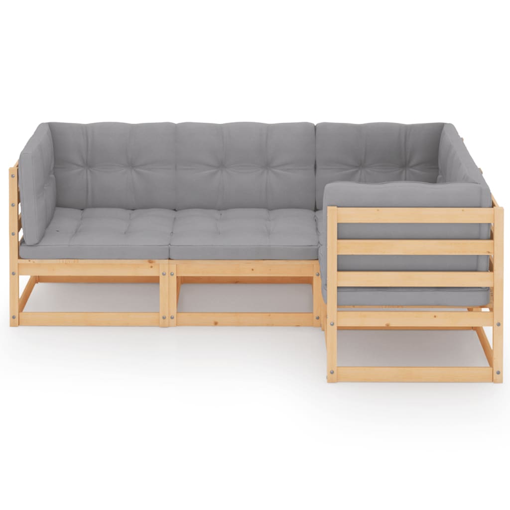 

vidaXL 4-delige Loungeset met kussens massief grenenhout