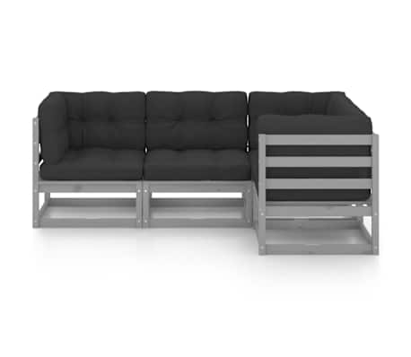vidaXL 4-tlg. Garten-Lounge-Set mit Kissen Kiefer Massivholz