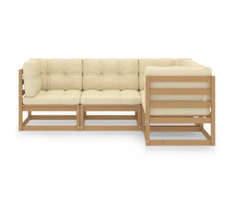 vidaXL Sodo komplektas su pagalvėlėmis, 4 dalių, pu&scaron;ies masyvas