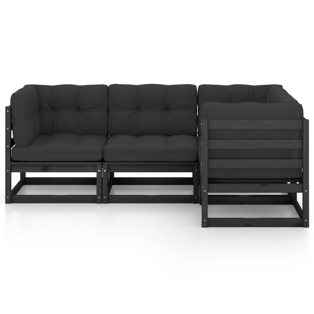 vidaXL 4-delige Loungeset met kussens massief grenenhout afbeelding