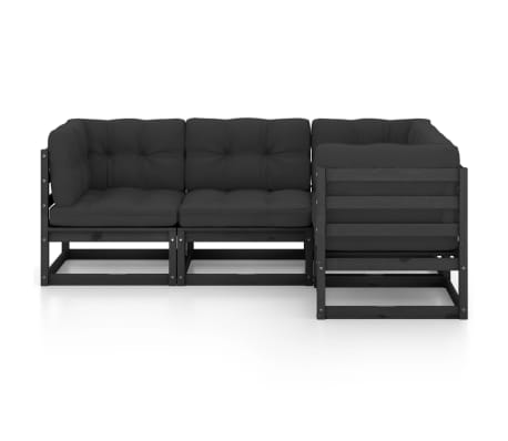 vidaXL Salon de jardin 4 pcs avec coussins Bois de pin massif