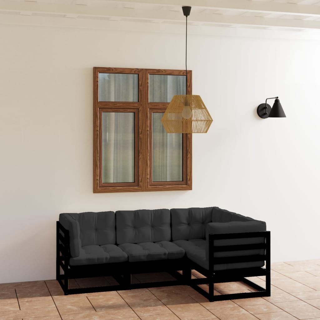 vidaXL 4-tlg. Garten-Lounge-Set mit Kissen Massivholz Kiefer