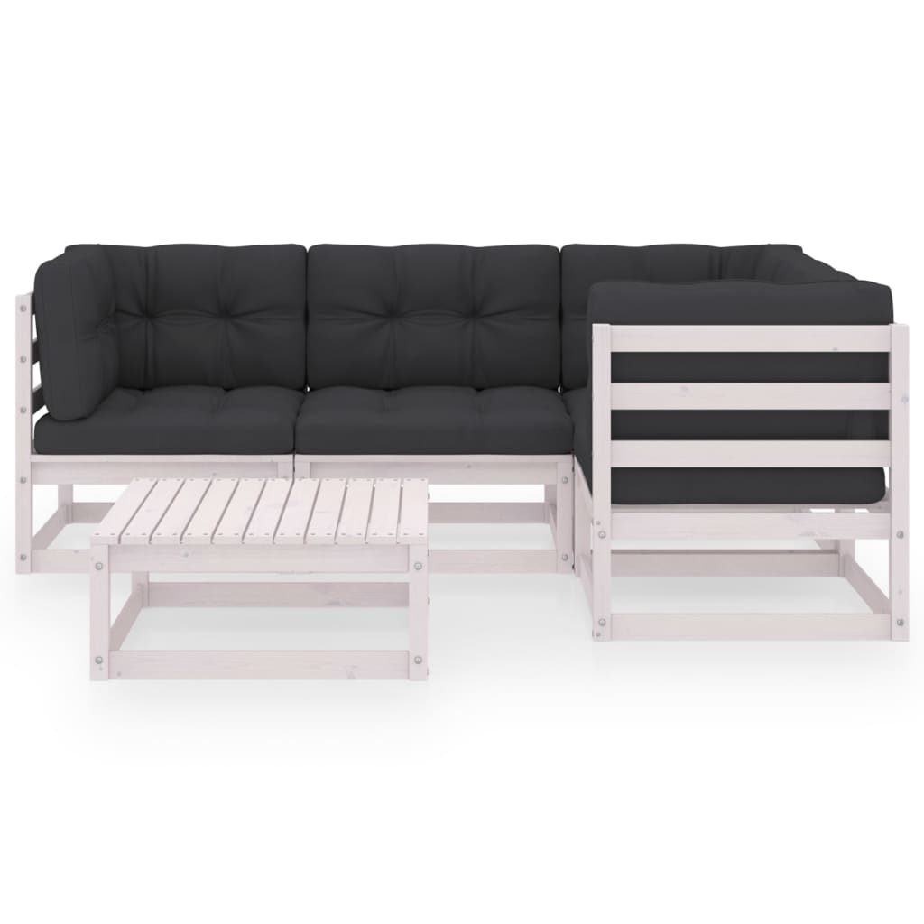 

vidaXL 5-delige Loungeset met kussens massief grenenhout