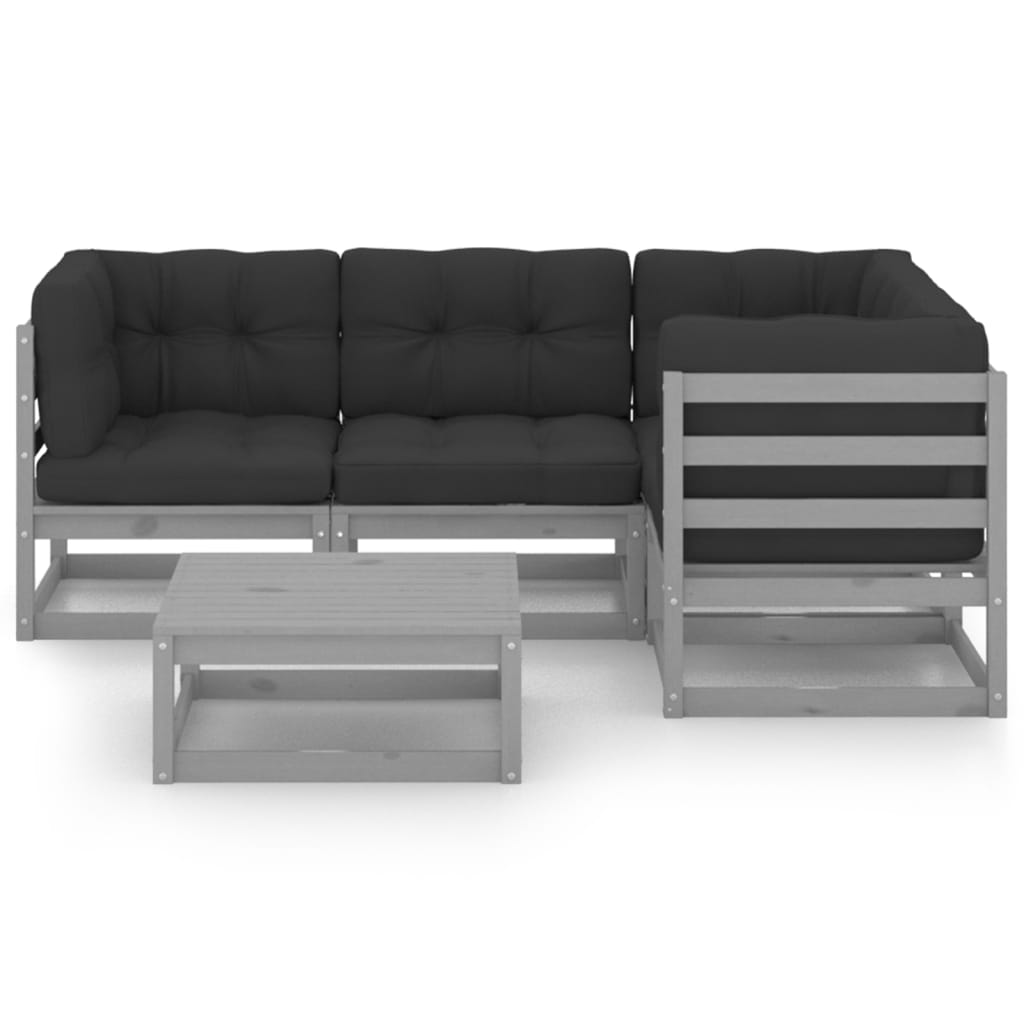 

vidaXL 5-delige Loungeset met kussens massief grenenhout