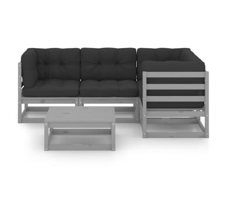 vidaXL 5-tlg. Garten-Lounge-Set mit Kissen Kiefer Massivholz