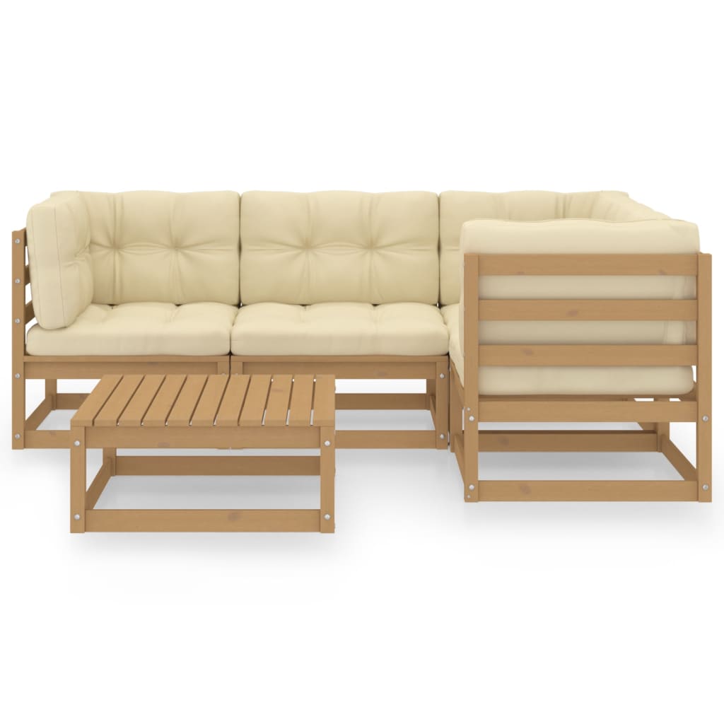 

vidaXL 5-delige Loungeset met kussens massief grenenhout