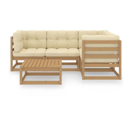 vidaXL Salon de jardin 5 pcs avec coussins Bois de pin massif