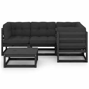 vidaXL 5-tlg. Garten-Lounge-Set mit Kissen Massivholz Kiefer