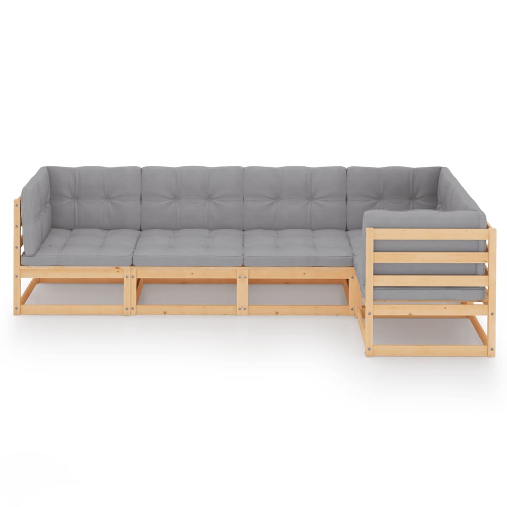 

vidaXL 5-delige Loungeset met kussens massief grenenhout