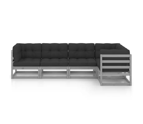 vidaXL 5-tlg. Garten-Lounge-Set mit Kissen Kiefer Massivholz