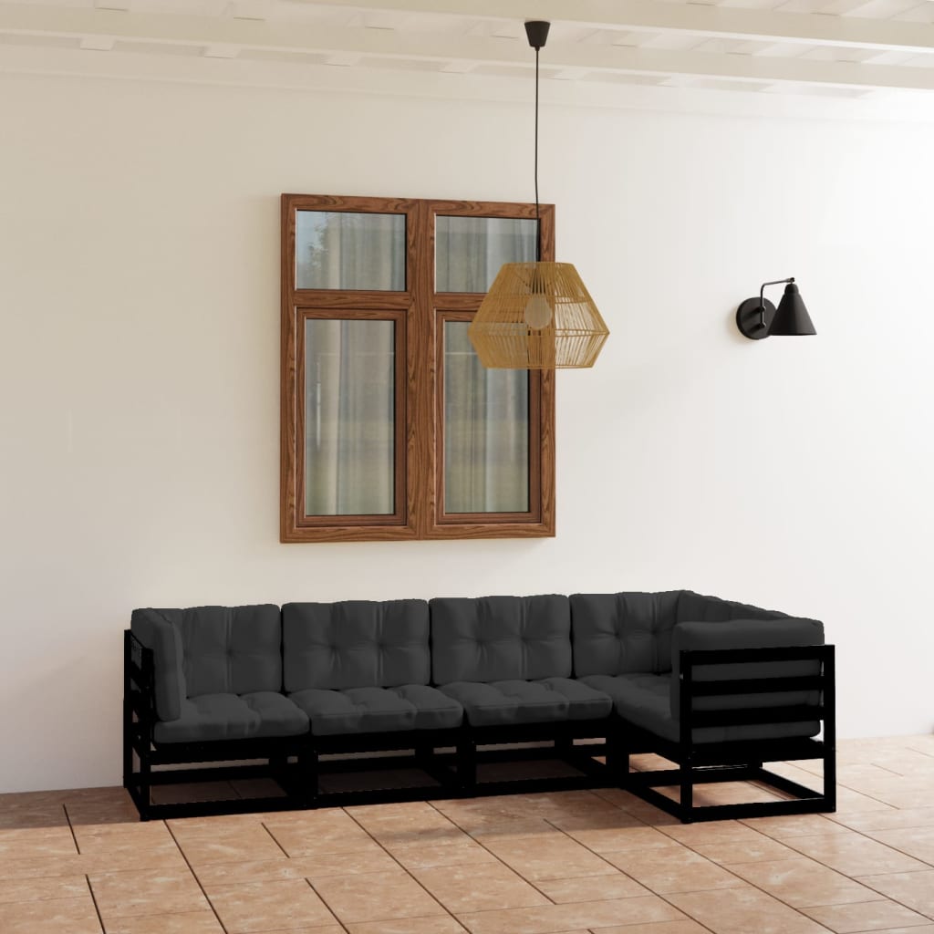 vidaXL 5-tlg. Garten-Lounge-Set mit Kissen Massivholz Kiefer