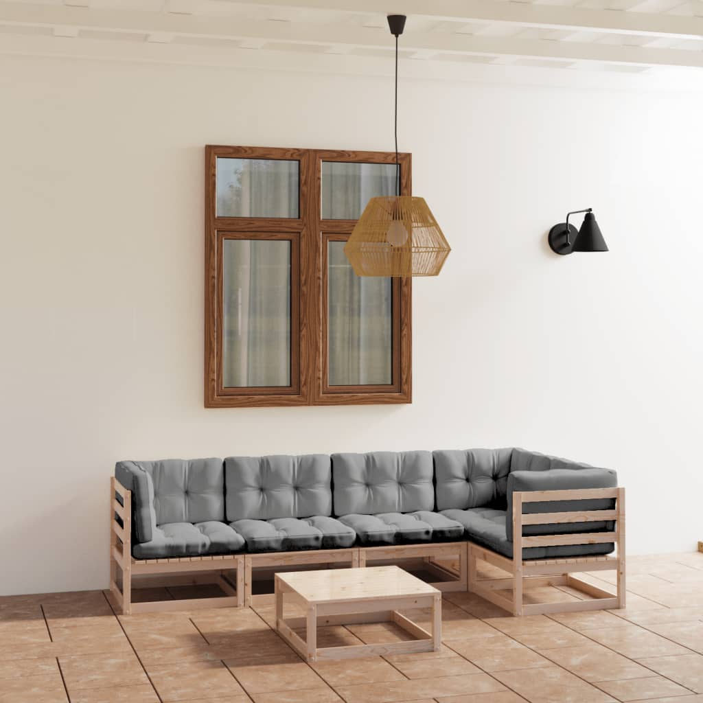 vidaXL 6-tlg. Garten-Lounge-Set mit Kissen Kiefer Massivholz