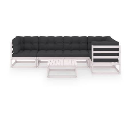 vidaXL 6-delige Loungeset met kussens massief grenenhout