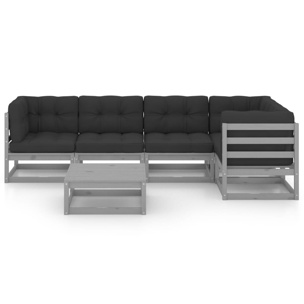 

vidaXL 6-delige Loungeset met kussens massief grenenhout