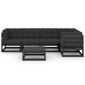 vidaXL 6 pcs conjunto longue de jardim c/ almofadões pinho maciço