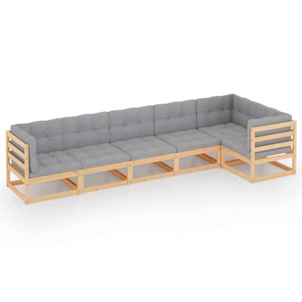 vidaXL 6-osaline aiam&ouml;&ouml;blikomplekt istmepadjaga toekas m&auml;nnipuit