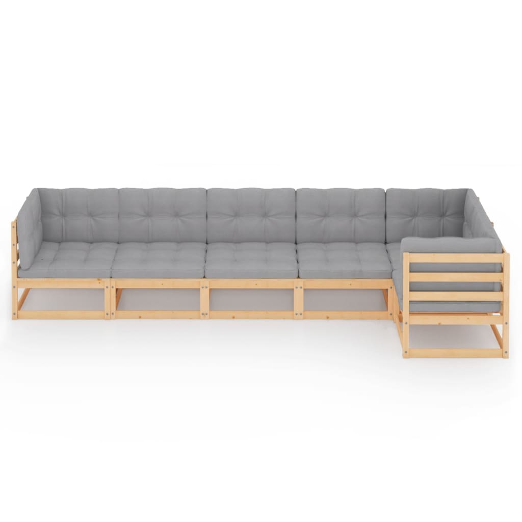 

vidaXL 6-delige Loungeset met kussens massief grenenhout
