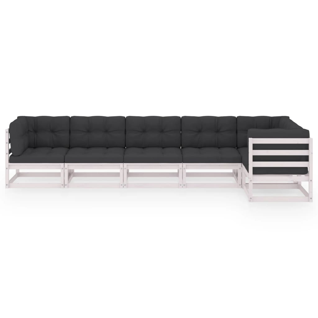 vidaXL 6-delige Loungeset met kussens massief grenenhout afbeelding