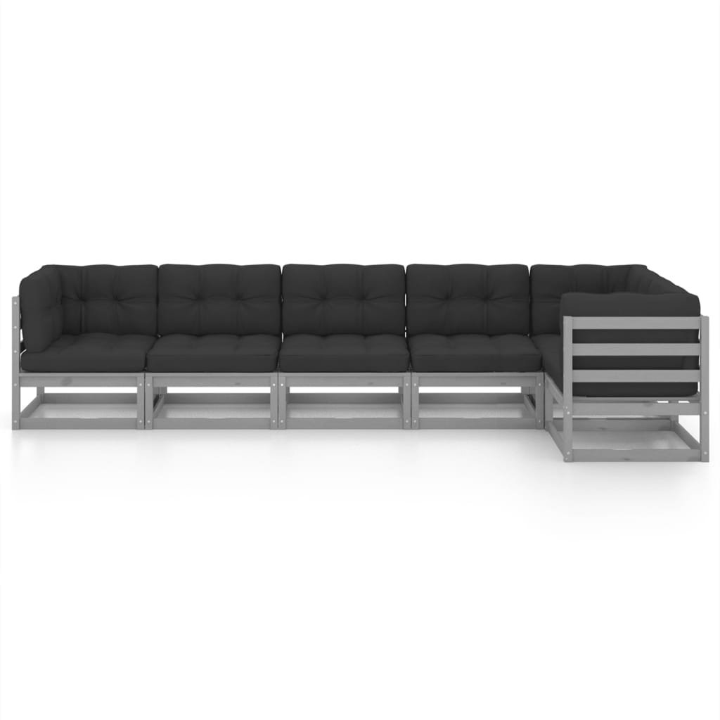 

vidaXL 6-delige Loungeset met kussens massief grenenhout