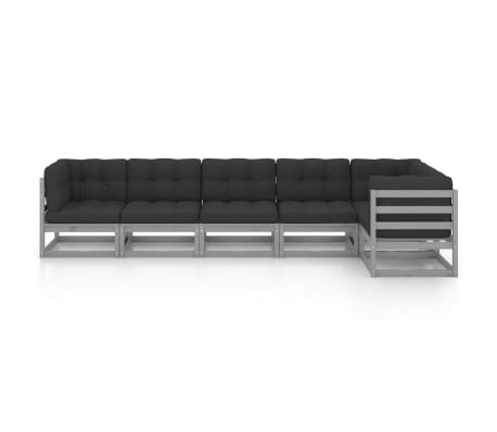 vidaXL 6-delige Loungeset met kussens massief grenenhout