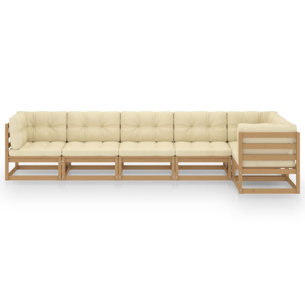 

vidaXL 6-delige Loungeset met kussens massief grenenhout