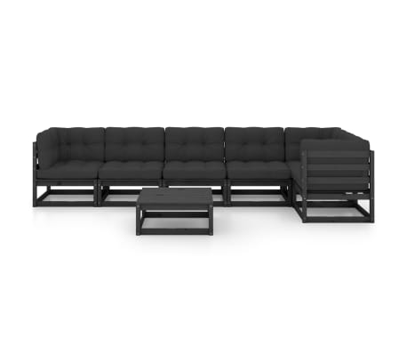 vidaXL 7-tlg. Garten-Lounge-Set mit Kissen Kiefer Massivholz