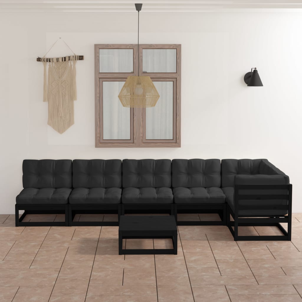 vidaXL 7-tlg. Garten-Lounge-Set mit Kissen Kiefer Massivholz