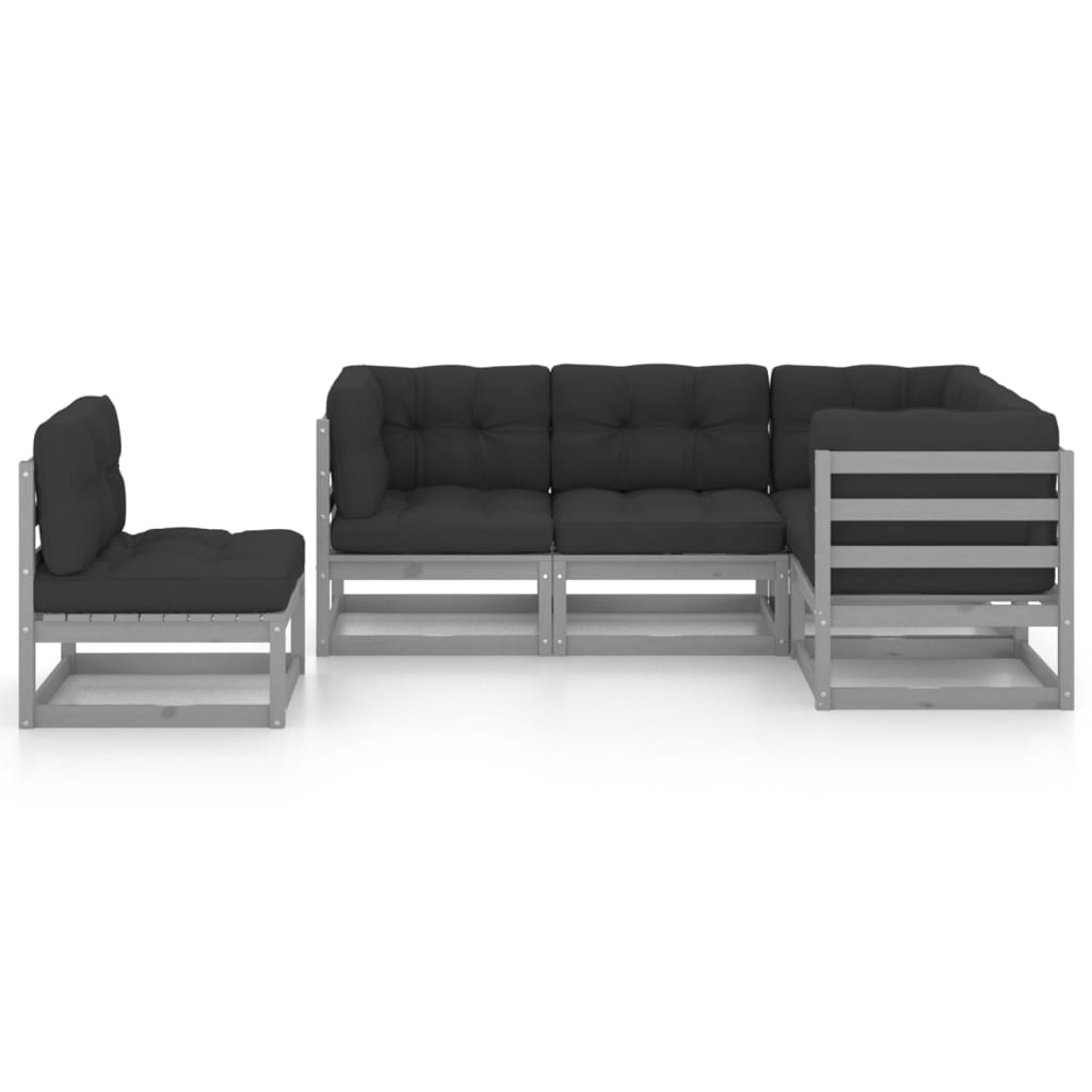 

vidaXL 5-delige Loungeset met kussens massief grenenhout