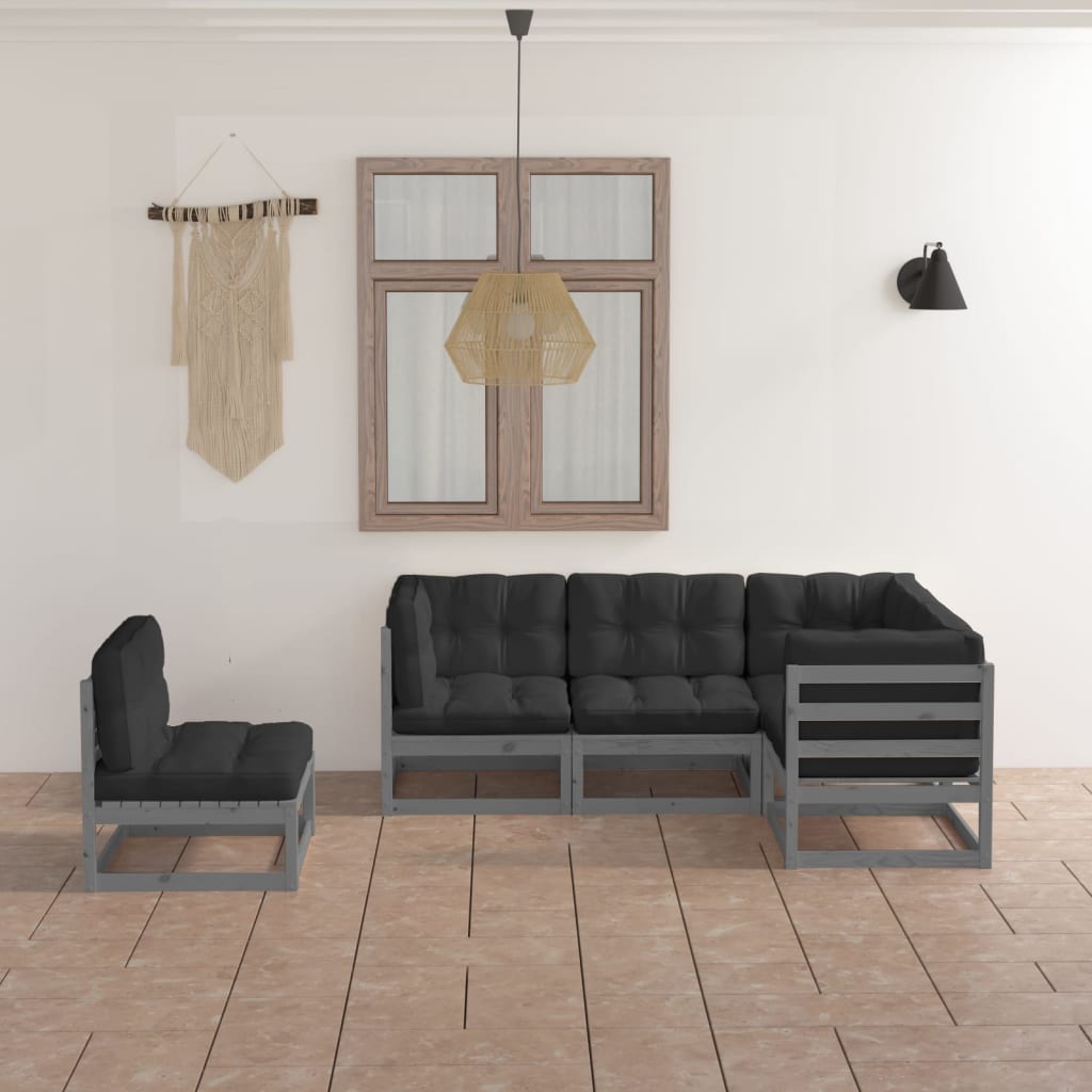 vidaXL Set mobilier de grădină cu perne, 5 piese, lemn masiv de pin vidaXL