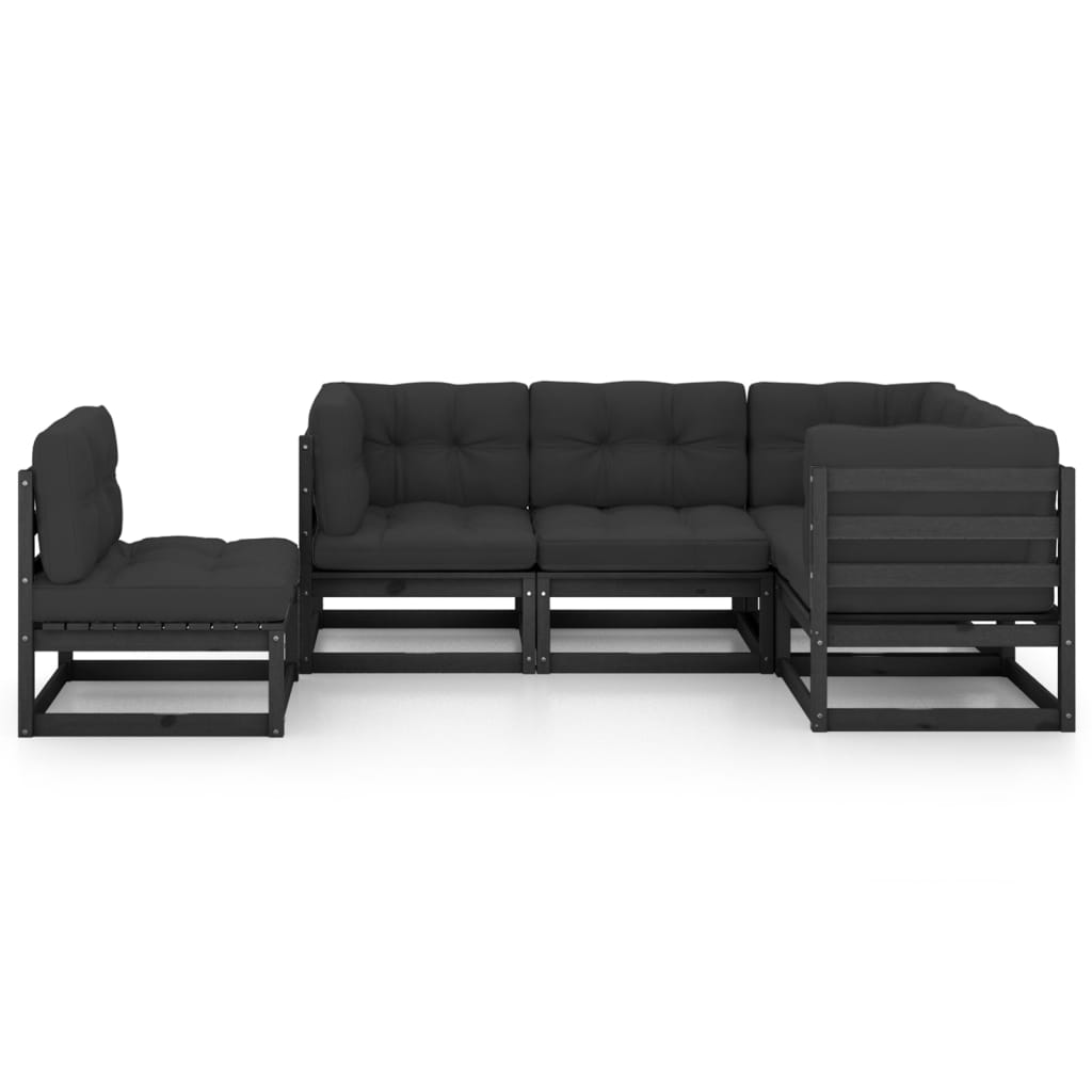 vidaXL 5-delige Loungeset met kussens massief grenenhout afbeelding