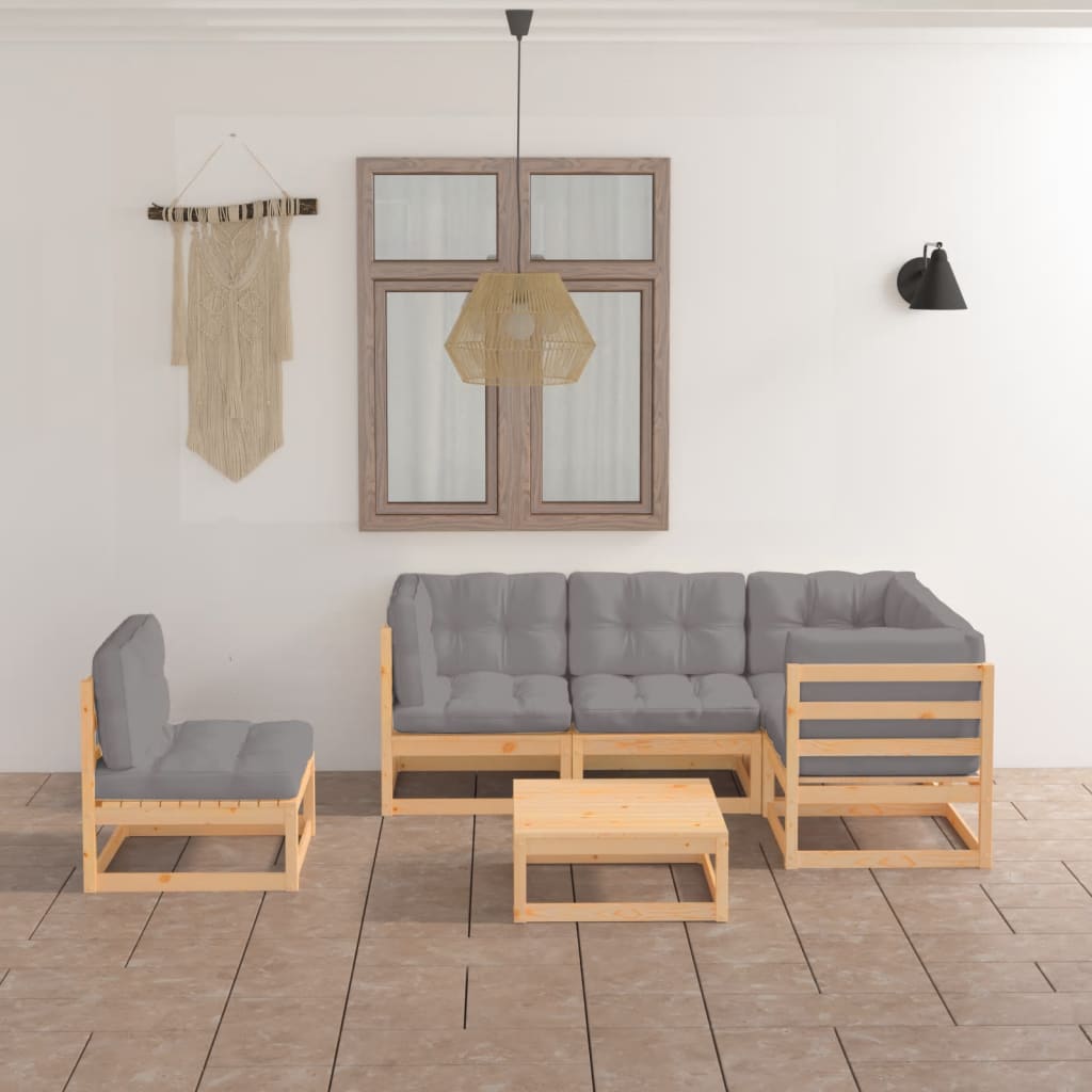 vidaXL 6-tlg. Garten-Lounge-Set mit Kissen Kiefer Massivholz