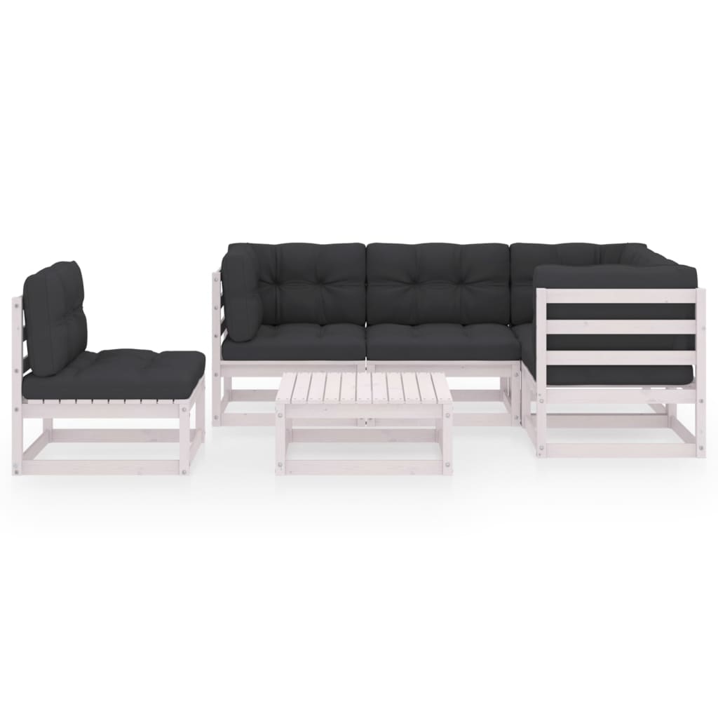 vidaXL 6-delige Loungeset met kussens massief grenenhout afbeelding
