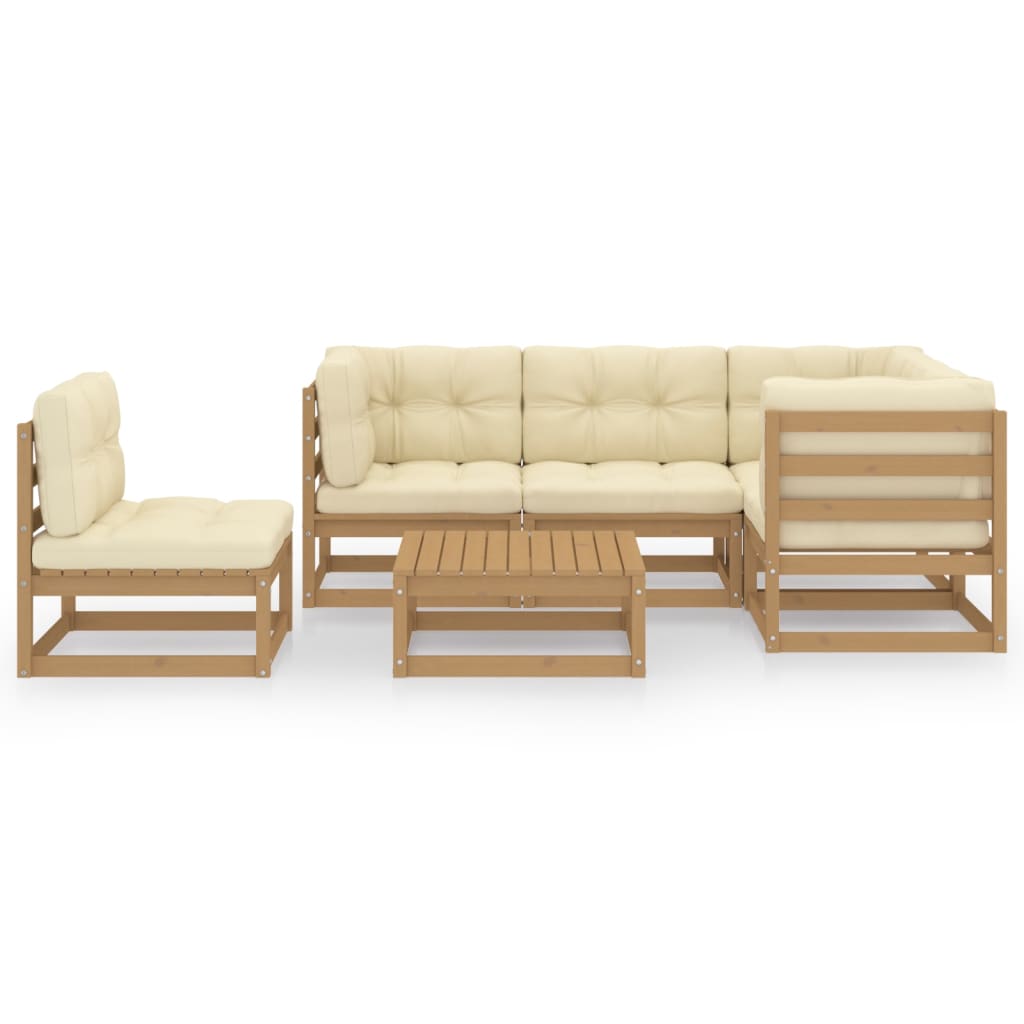 

vidaXL 6-delige Loungeset met kussens massief grenenhout