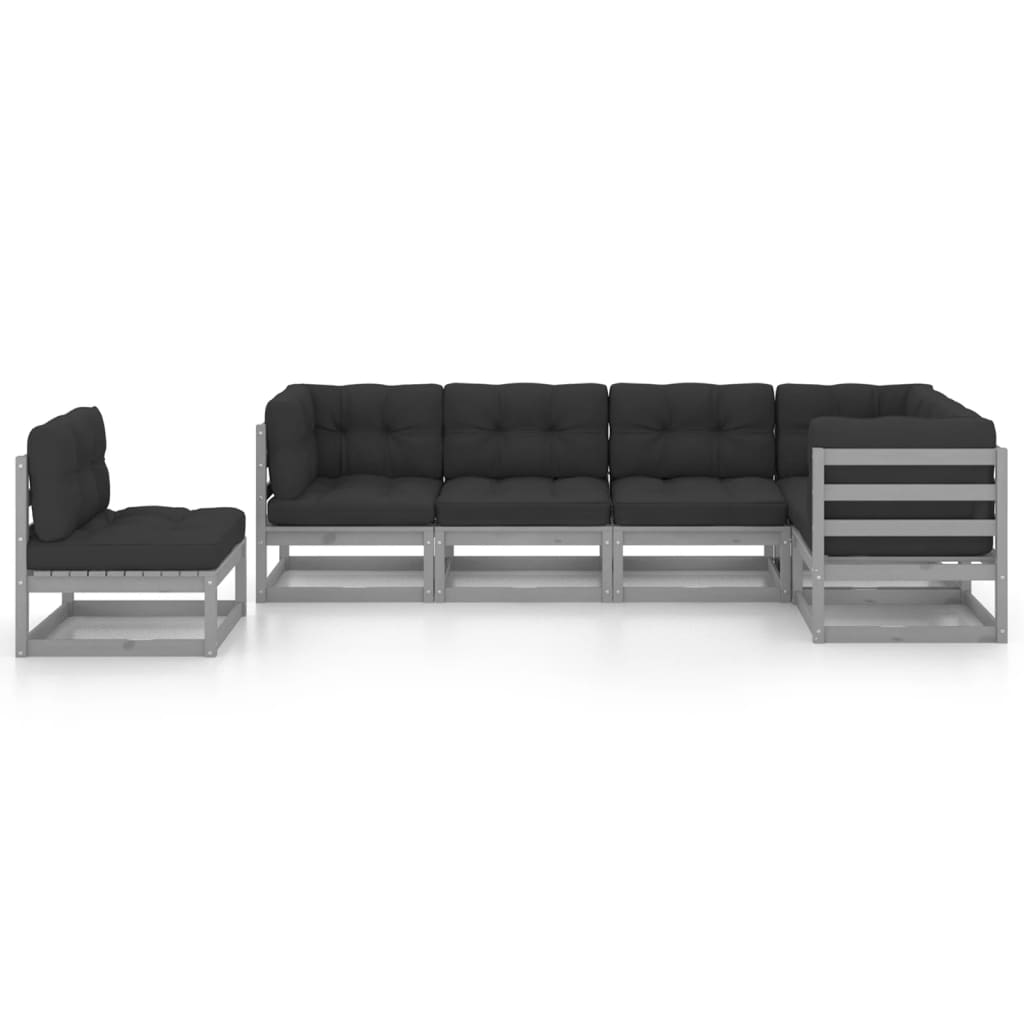 

vidaXL 6-delige Loungeset met kussens massief grenenhout