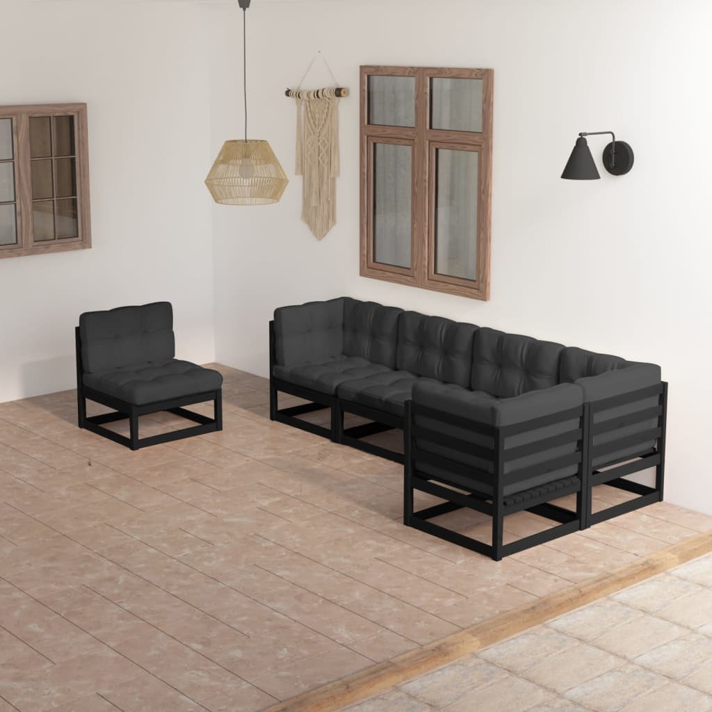 vida XL 6-tlg. Garten-Lounge-Set mit Kissen Kiefer Massivholz