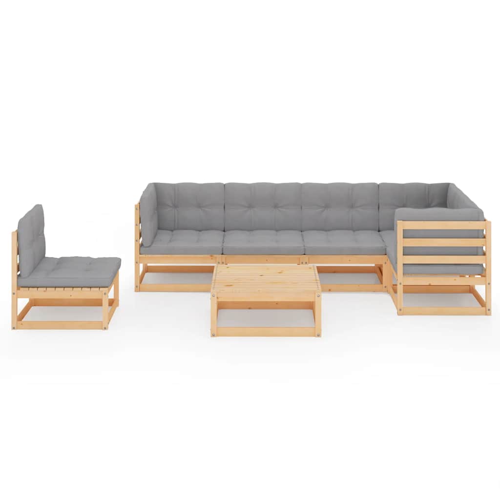 vidaXL 7-delige Loungeset met kussens massief grenenhout afbeelding