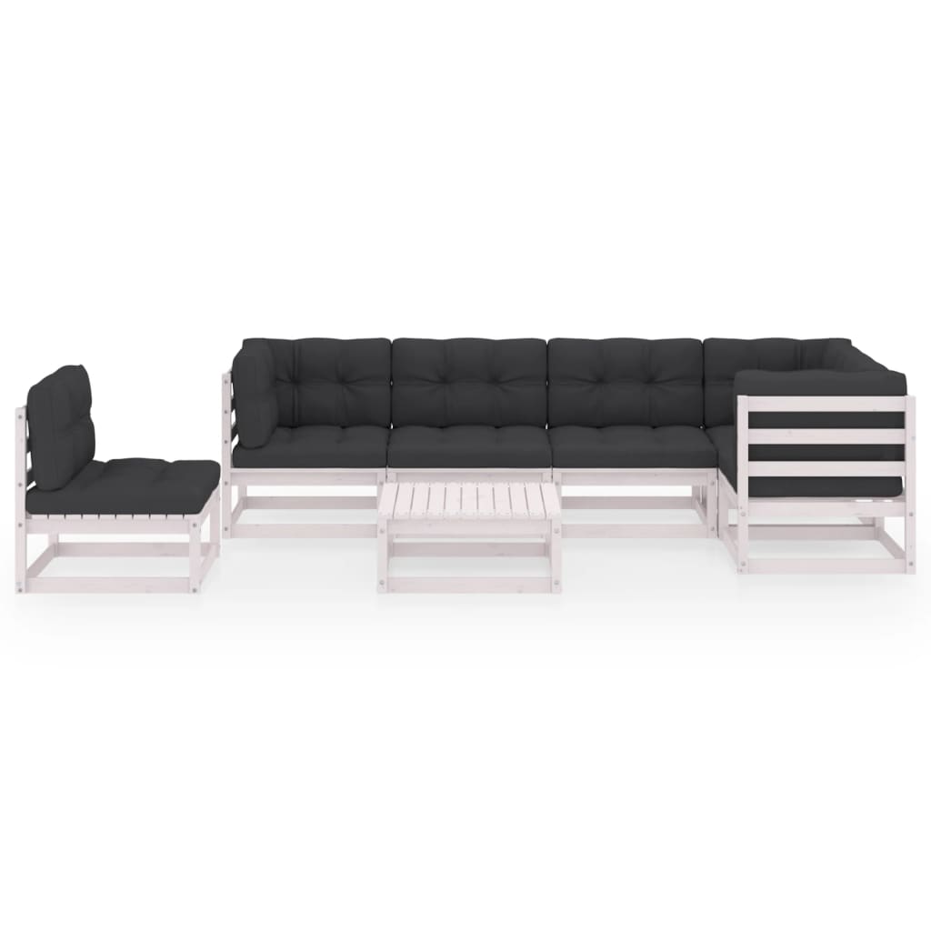 vidaXL 7-tlg. Garten-Lounge-Set mit Kissen Massivholz Kiefer