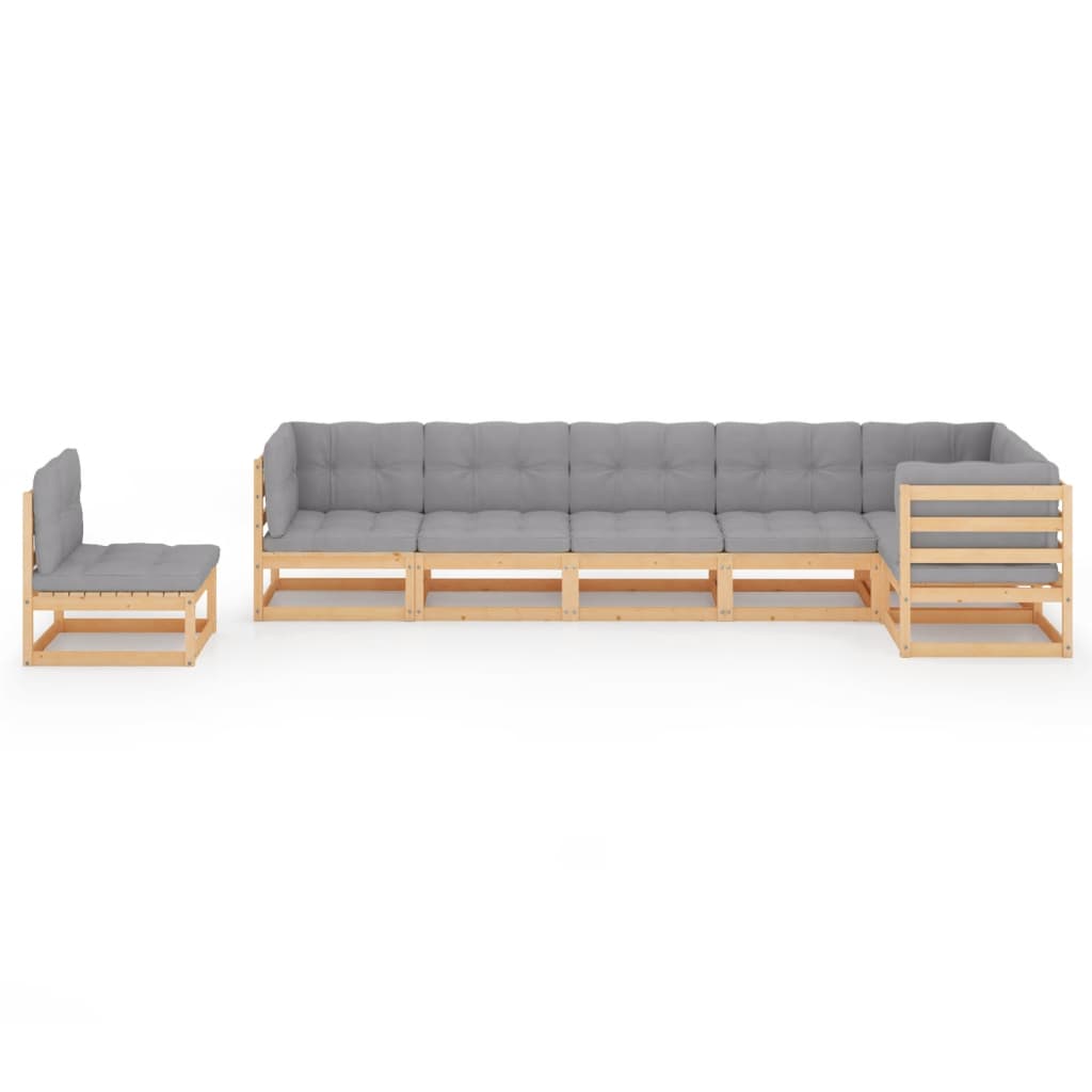vidaXL 7-delige Loungeset met kussens massief grenenhout afbeelding