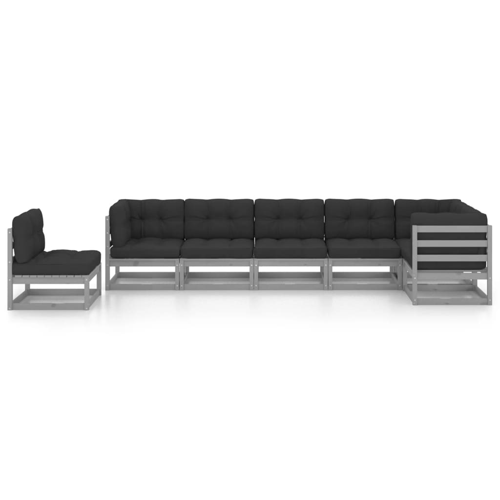 vidaXL 7-delige Loungeset met kussens massief grenenhout afbeelding