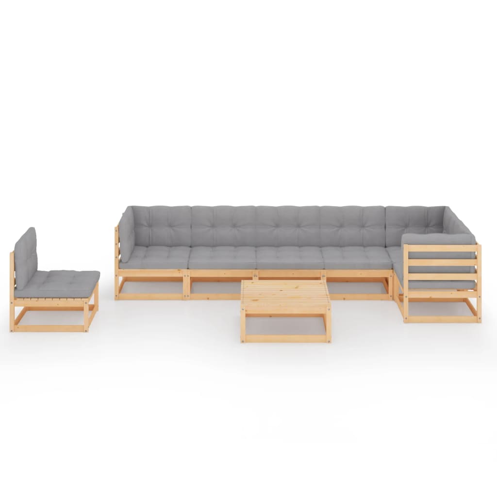 vidaXL 8-delige Loungeset met kussens massief grenenhout afbeelding