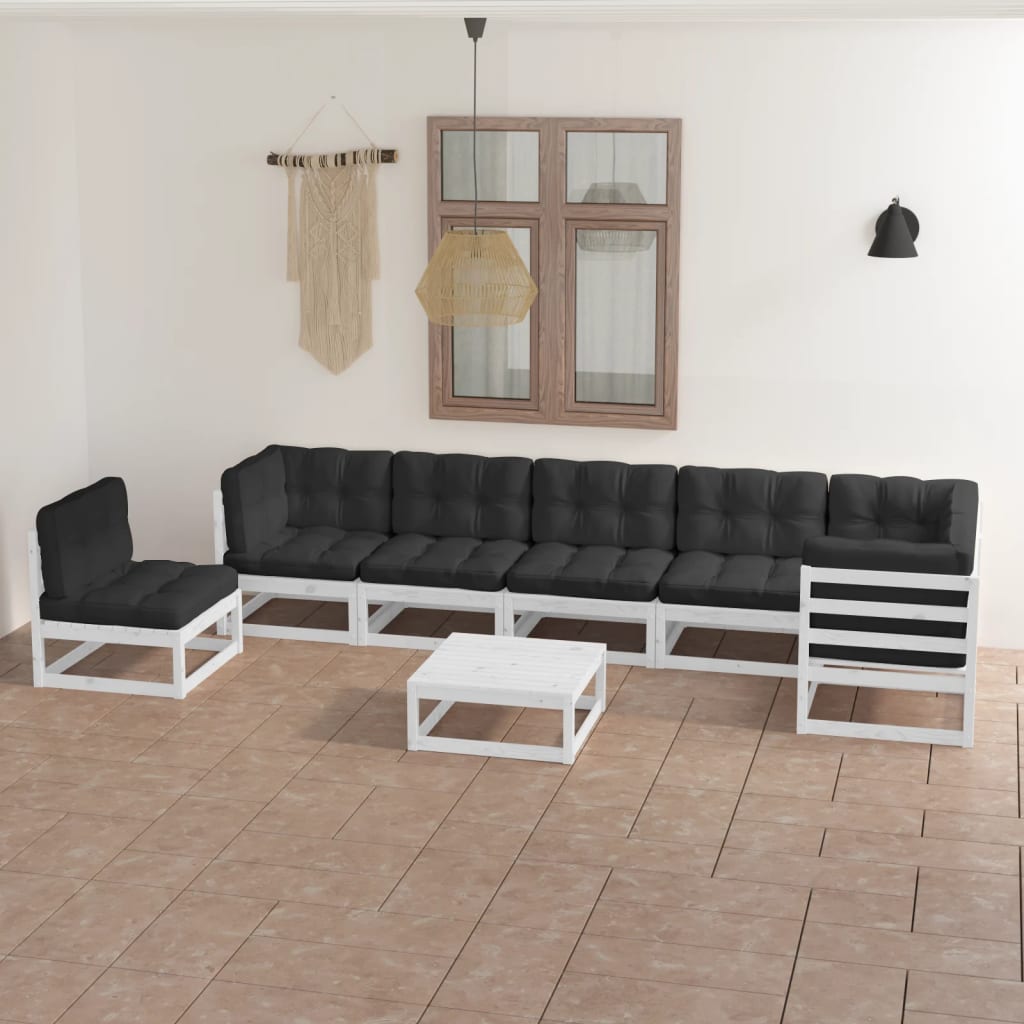 vidaXL Set mobilier de grădină cu perne, 8 piese, lemn masiv de pin