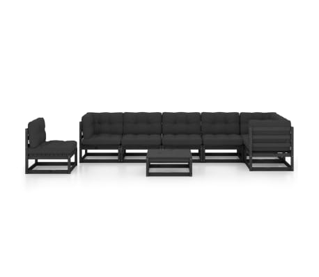 vidaXL Garden Lounge Set Black, Anthracite Solid Pinewood, 100% Polyester
