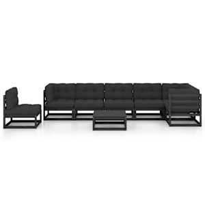 vidaXL Garden Lounge Set Black, Anthracite Solid Pinewood, 100% Polyester