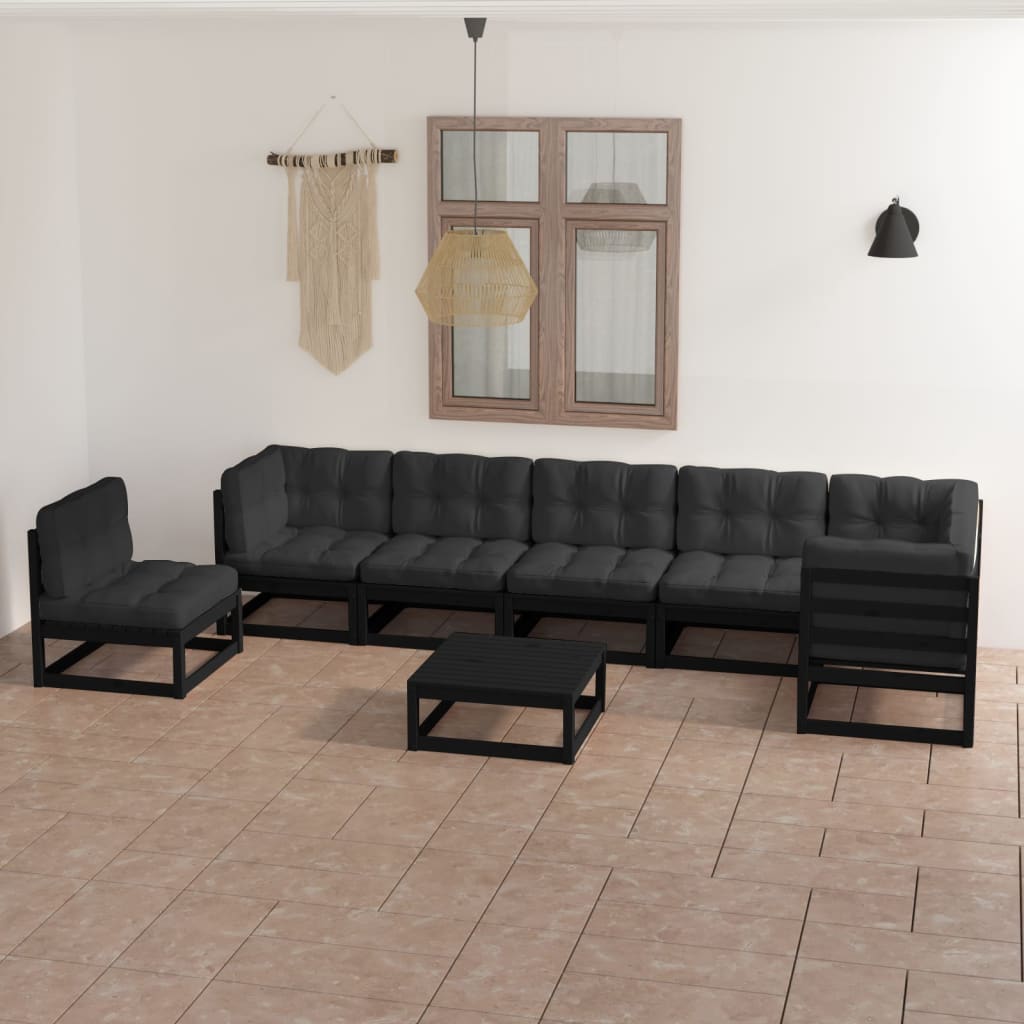 vidaXL Set Divani da Giardino 8 pz con Cuscini Legno Massello di Pino