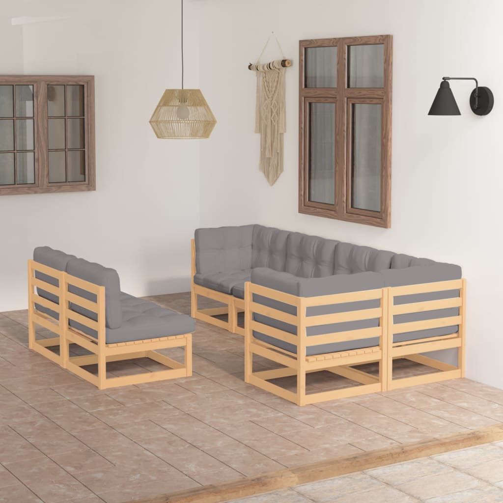 7-tlg. Garten-Lounge-Set mit Kissen Massivholz Kiefer